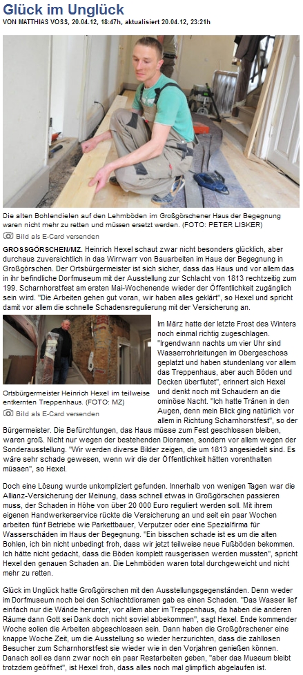 "Glück im Unglück" Mitteldeutsche Zeitung 20.04.2012 "Glück im Unglück" Mitteldeutsche Zeitung 20.04.2012