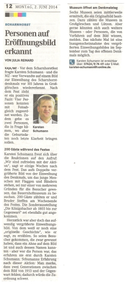 ”Personen auf Eröffnungsbild erkannt” Mitteldeutsche Zeitung vom 02.06.2014 ”Personen auf Eröffnungsbild erkannt” Mitteldeutsche Zeitung vom 02.06.2014