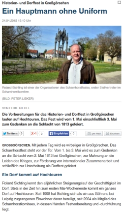 "Ein Hauptmann ohne Uniform” Mitteldeutsche Zeitung vom 25.04.2015 "Ein Hauptmann ohne Uniform” Mitteldeutsche Zeitung vom 25.04.2015