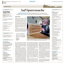 ”Auf Spurensuche” Mitteldeutsche Zeitung vom 29.04.2023 ”Auf Spurensuche” Mitteldeutsche Zeitung vom 29.04.2023