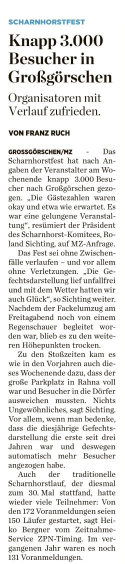 ”Knapp 3.000 Besucher in Großgörschen” Mitteldeutsche Zeitung vom 11.05.2023 ”Knapp 3.000 Besucher in Großgörschen” Mitteldeutsche Zeitung vom 11.05.2023