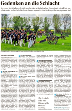 ”Gedenken an die Schlacht” Mitteldeutsche Zeitung vom 26.04.2024 ”Gedenken an die Schlacht” Mitteldeutsche Zeitung vom 26.04.2024