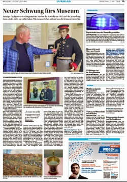 ”Neuer Schwung fürs Museum” Mitteldeutsche Zeitung vom 02.07.2024 ”Neuer Schwung fürs Museum” Mitteldeutsche Zeitung vom 02.07.2024