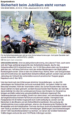 "Sicherheit beim Jubiläum steht vornan!" Mitteldeutsche Zeitung 24.10.2012 "Sicherheit beim Jubiläum steht vornan!" Mitteldeutsche Zeitung 24.10.2012