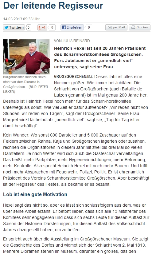 ”Der leitende Regisseur” Mitteldeutsche Zeitung vom 14.03.2013 ”Der leitende Regisseur” Mitteldeutsche Zeitung vom 14.03.2013