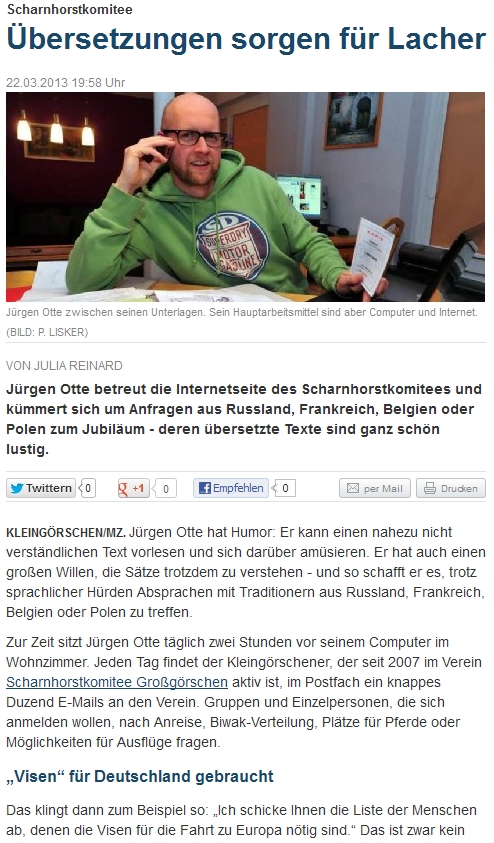 ”Übersetzungen sorgen für Lacher” Mitteldeutsche Zeitung vom 23.03.2013 ”Übersetzungen sorgen für Lacher” Mitteldeutsche Zeitung vom 23.03.2013