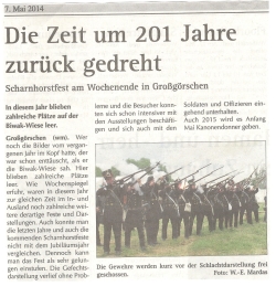 ”Die Zeit um 201 Jahre zurückgedreht” Wochenspiegel vom 07.05.2014 ”Die Zeit um 201 Jahre zurückgedreht” Wochenspiegel vom 07.05.2014