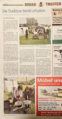 ”Die Tradition bleibt erhalten” Wochenspiegel vom 04.05.2022 ”Die Tradition bleibt erhalten” Wochenspiegel vom 04.05.2022